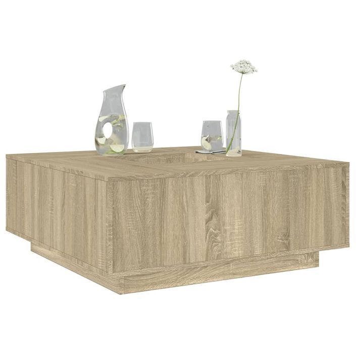 Table basse chêne sonoma 100x100x40 cm bois d'ingénierie - Photo n°1