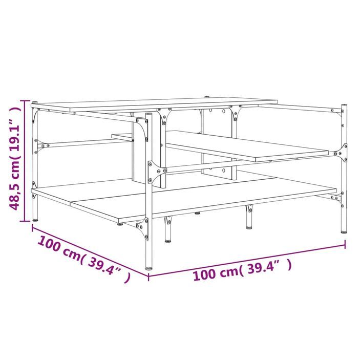 Table basse chêne sonoma 100x100x48,5 cm bois d'ingénierie - Photo n°10