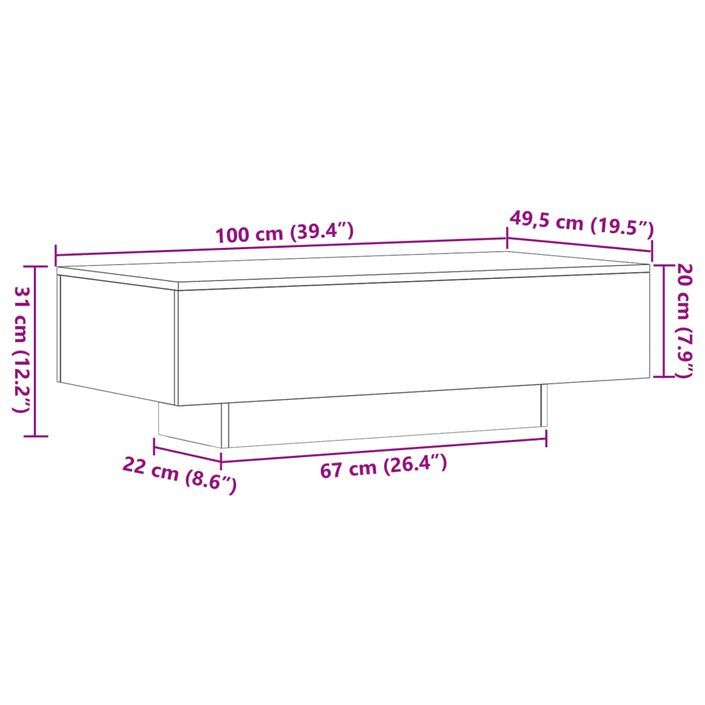 Table basse chêne sonoma 100x49,5x31 cm bois d'ingénierie - Photo n°9