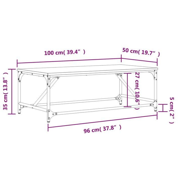 Table basse Chêne sonoma 100x50x35 cm Bois d'ingénierie - Photo n°9