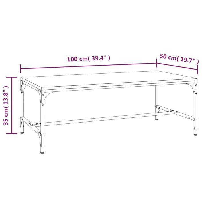 Table basse Chêne sonoma 100x50x35 cm Bois d'ingénierie - Photo n°8