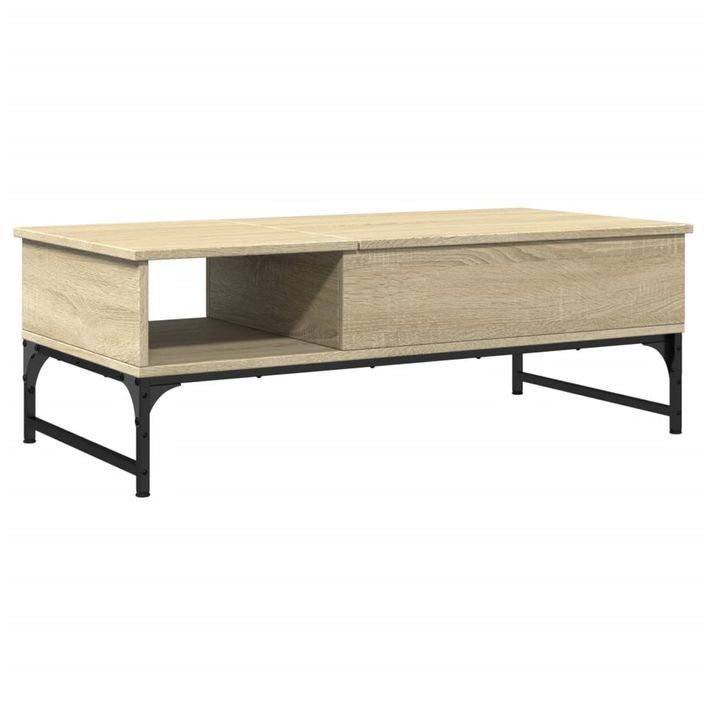 Table basse chêne sonoma 100x50x35cm bois d'ingénierie et métal - Photo n°1