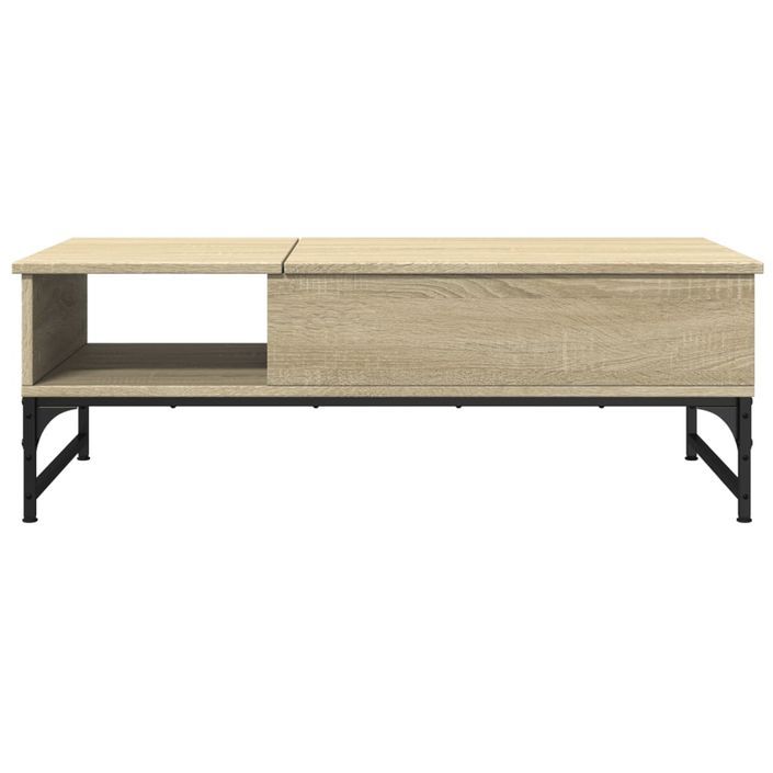 Table basse chêne sonoma 100x50x35cm bois d'ingénierie et métal - Photo n°5