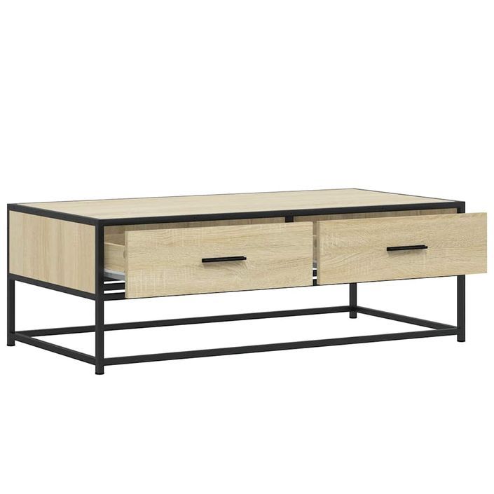 Table basse chêne sonoma 100x50x35cm bois d'ingénierie et métal - Photo n°8