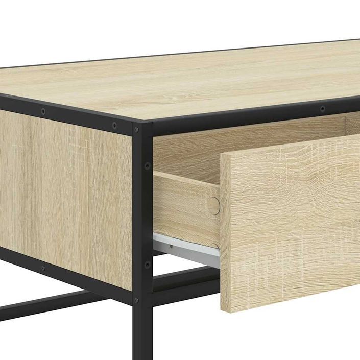 Table basse chêne sonoma 100x50x35cm bois d'ingénierie et métal - Photo n°9