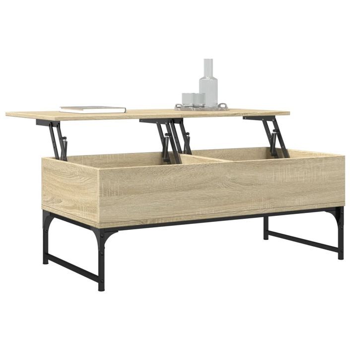 Table basse chêne sonoma 100x50x40cm bois d'ingénierie et métal - Photo n°4