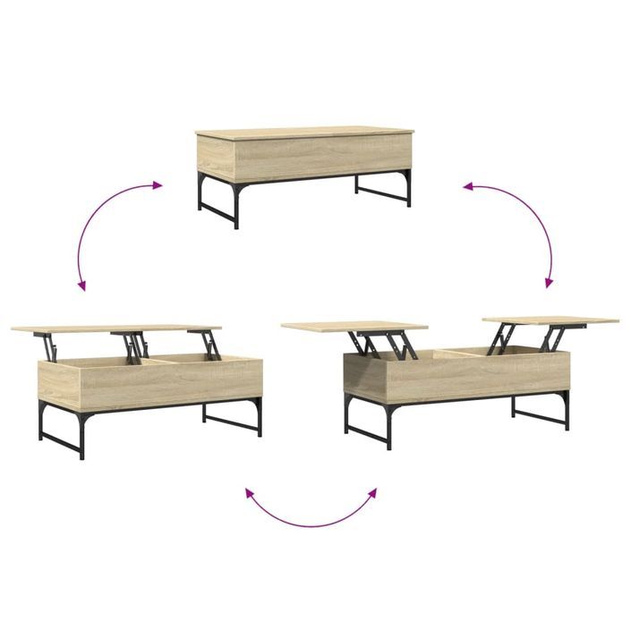 Table basse chêne sonoma 100x50x40cm bois d'ingénierie et métal - Photo n°8