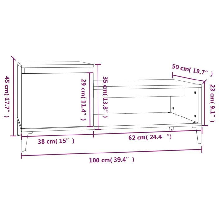 Table basse Chêne sonoma 100x50x45 cm Bois d'ingénierie - Photo n°10