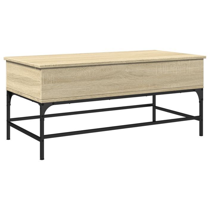 Table basse chêne sonoma 100x50x45cm bois d'ingénierie et métal - Photo n°1