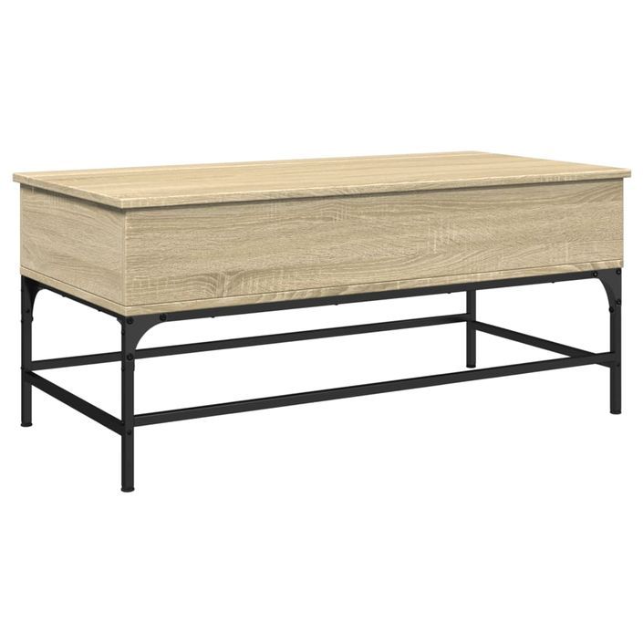 Table basse chêne sonoma 100x50x45cm bois d'ingénierie et métal - Photo n°7