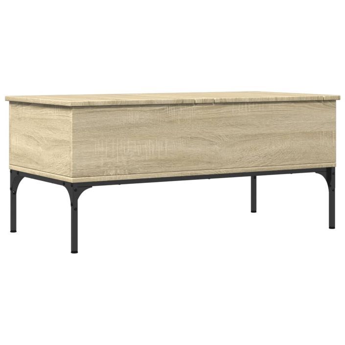 Table basse chêne sonoma 100x50x45cm bois d'ingénierie et métal - Photo n°1