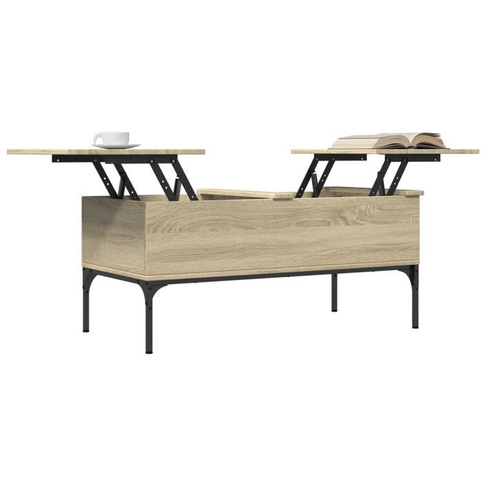 Table basse chêne sonoma 100x50x45cm bois d'ingénierie et métal - Photo n°4