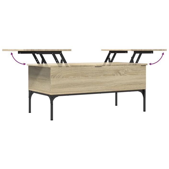 Table basse chêne sonoma 100x50x45cm bois d'ingénierie et métal - Photo n°8