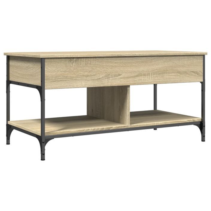 Table basse chêne sonoma 100x50x50cm bois d'ingénierie et métal - Photo n°7