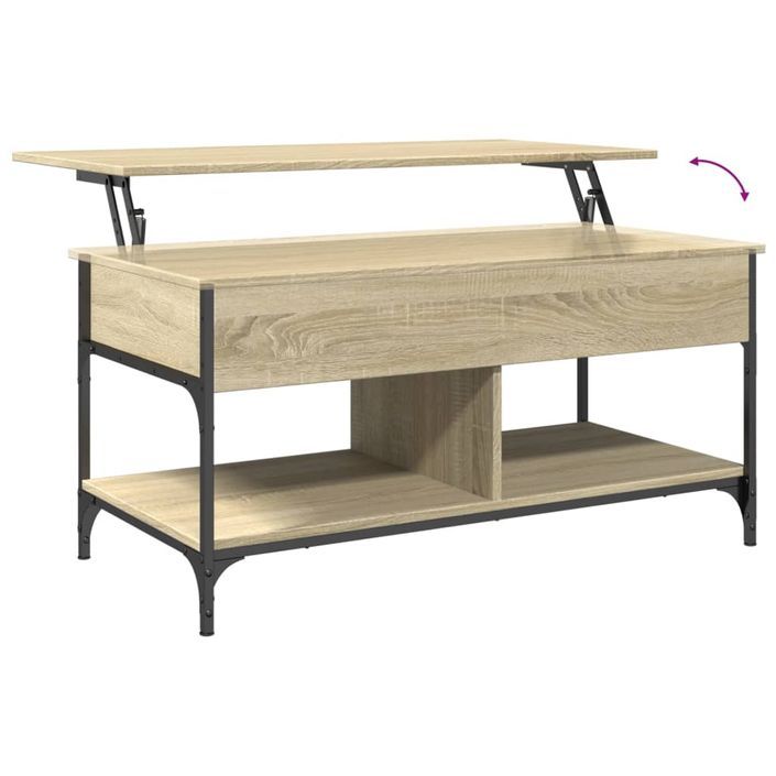 Table basse chêne sonoma 100x50x50cm bois d'ingénierie et métal - Photo n°8