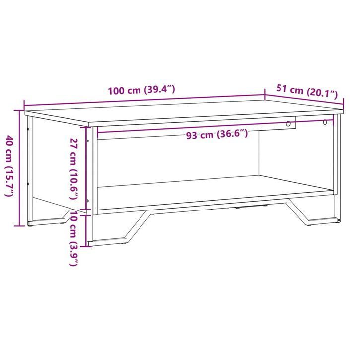 Table basse chêne sonoma 100x51x40 cm bois d'ingénierie - Photo n°10