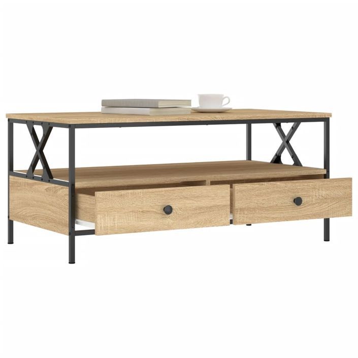 Table basse chêne sonoma 100x51x45 cm bois d'ingénierie - Photo n°4