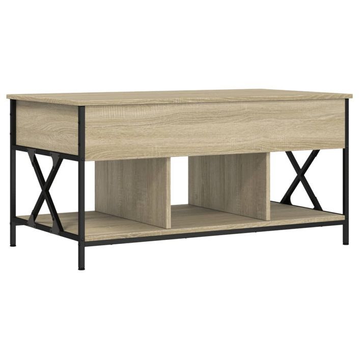 Table basse chêne sonoma 100x55x50cm bois d'ingénierie et métal - Photo n°7