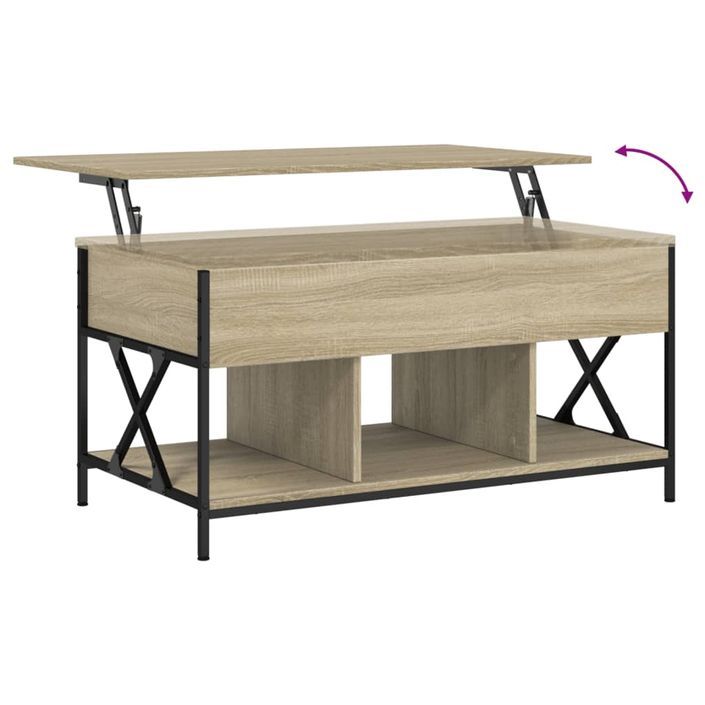 Table basse chêne sonoma 100x55x50cm bois d'ingénierie et métal - Photo n°8