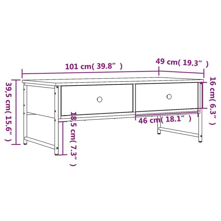 Table basse chêne sonoma 101x49x39,5 cm bois d'ingénierie - Photo n°11