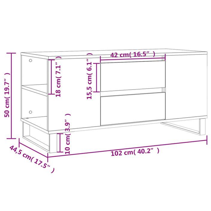 Table basse chêne sonoma 102x44,5x50 cm bois d'ingénierie - Photo n°11