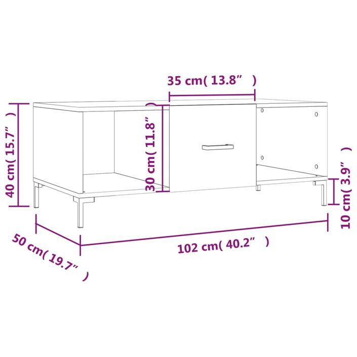 Table basse chêne sonoma 102x50x40 cm bois d'ingénierie - Photo n°11