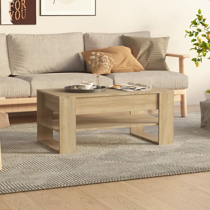 Table basse chêne sonoma 102x55x45 cm bois d'ingénierie - Photo n°1