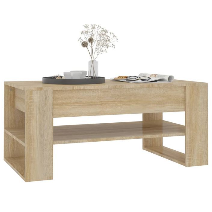 Table basse chêne sonoma 102x55x45 cm bois d'ingénierie - Photo n°6