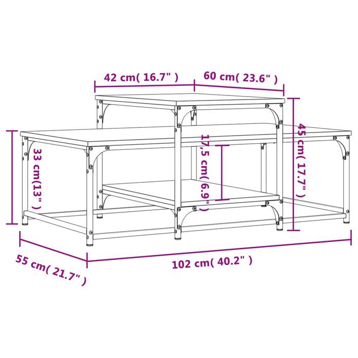 Table basse chêne sonoma 102x60x45 cm bois d'ingénierie - Photo n°9