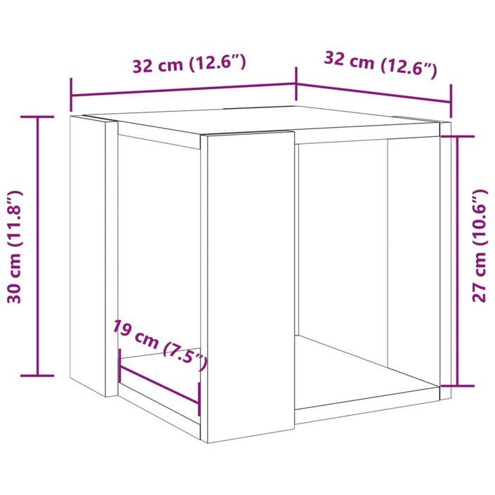 Table basse chêne sonoma 32x32x30 cm bois d'ingénierie - Photo n°9