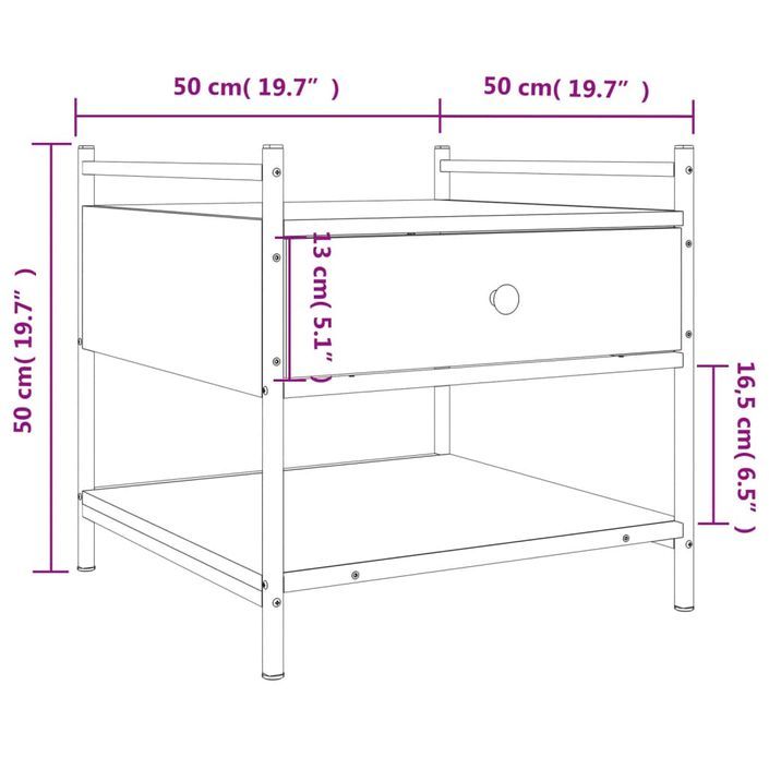 Table basse chêne sonoma 50x50x50 cm bois d'ingénierie - Photo n°11