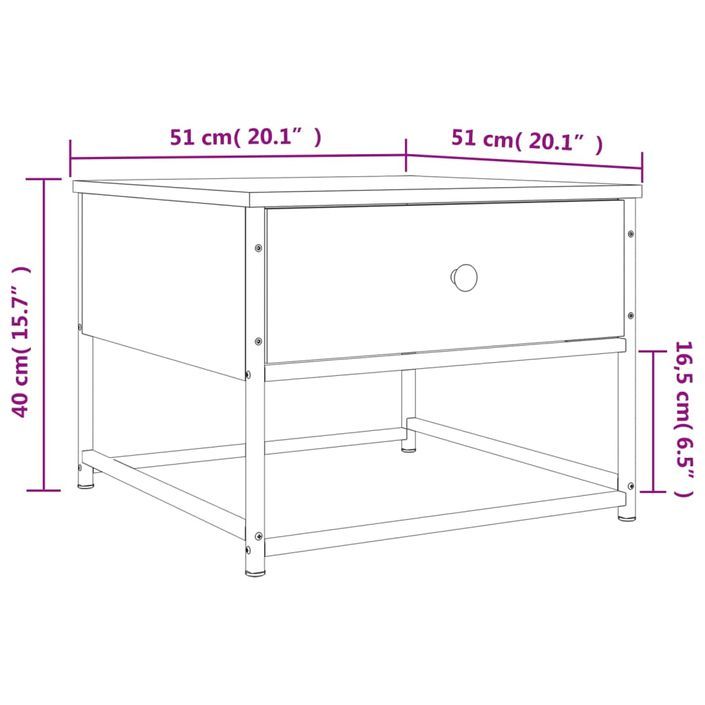 Table basse chêne sonoma 51x51x40 cm bois d'ingénierie - Photo n°11