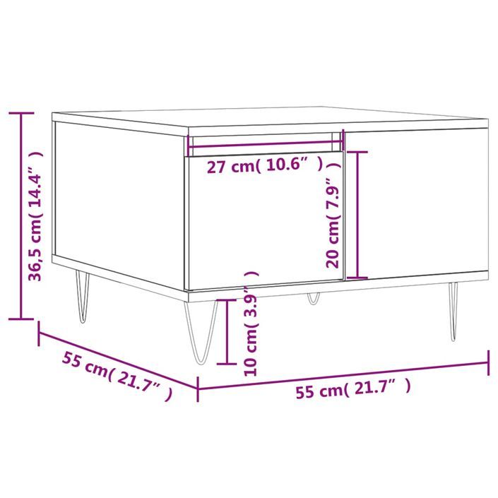 Table basse chêne sonoma 55x55x36,5 cm bois d'ingénierie - Photo n°11