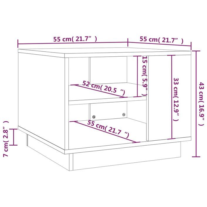 Table basse chêne sonoma 55x55x43 cm bois d'ingénierie - Photo n°7