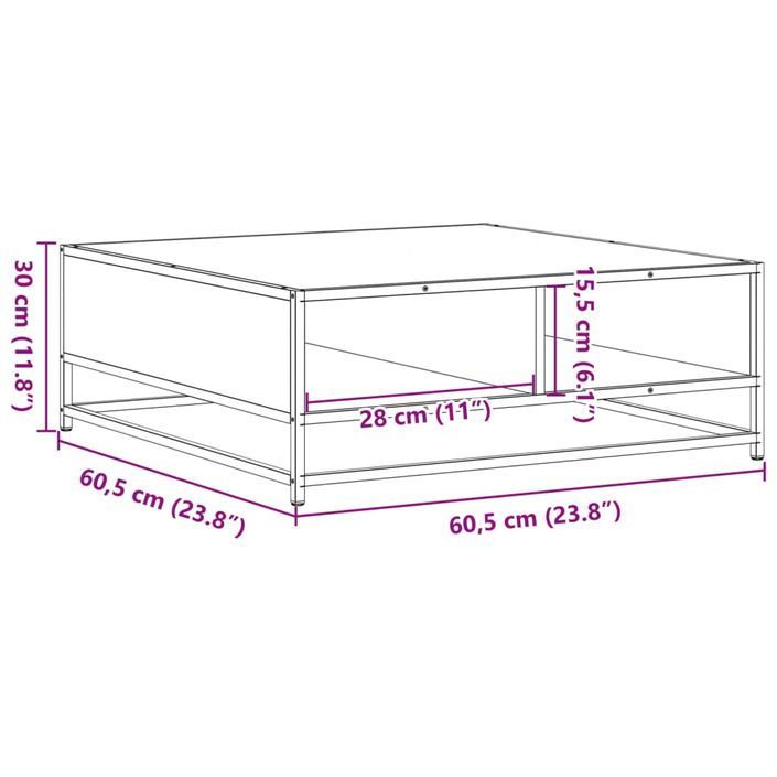 Table basse chêne sonoma 60,5x60,5x30cm bois d'ingénierie/métal - Photo n°10