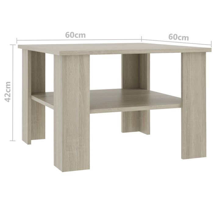 Table basse Chêne sonoma 60 x 60 x 42 cm - Photo n°5