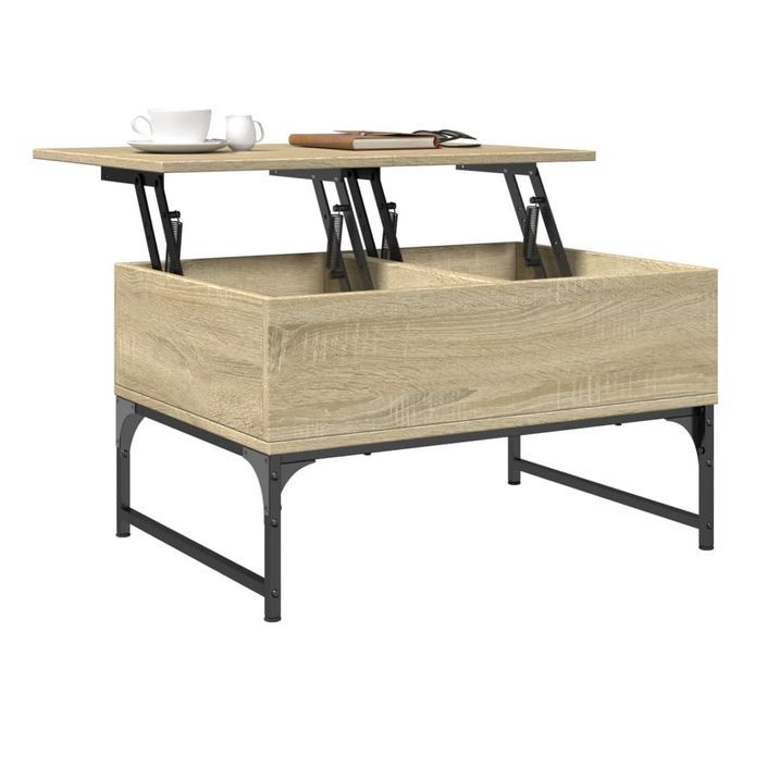 Table basse chêne sonoma 70x50x40 cm bois d'ingénierie et métal - Photo n°4
