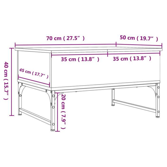 Table basse chêne sonoma 70x50x40 cm bois d'ingénierie et métal - Photo n°11