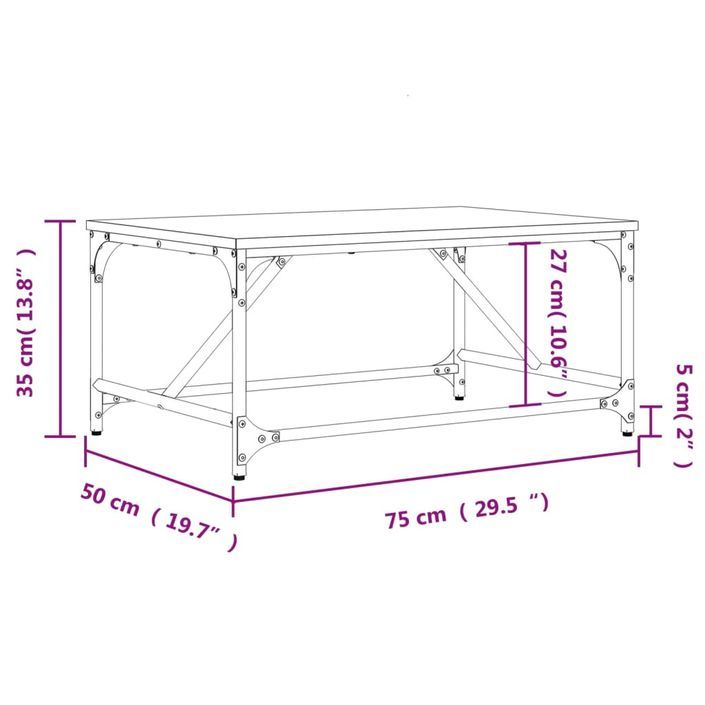 Table basse chêne sonoma 75x50x35 cm bois d'ingénierie - Photo n°9