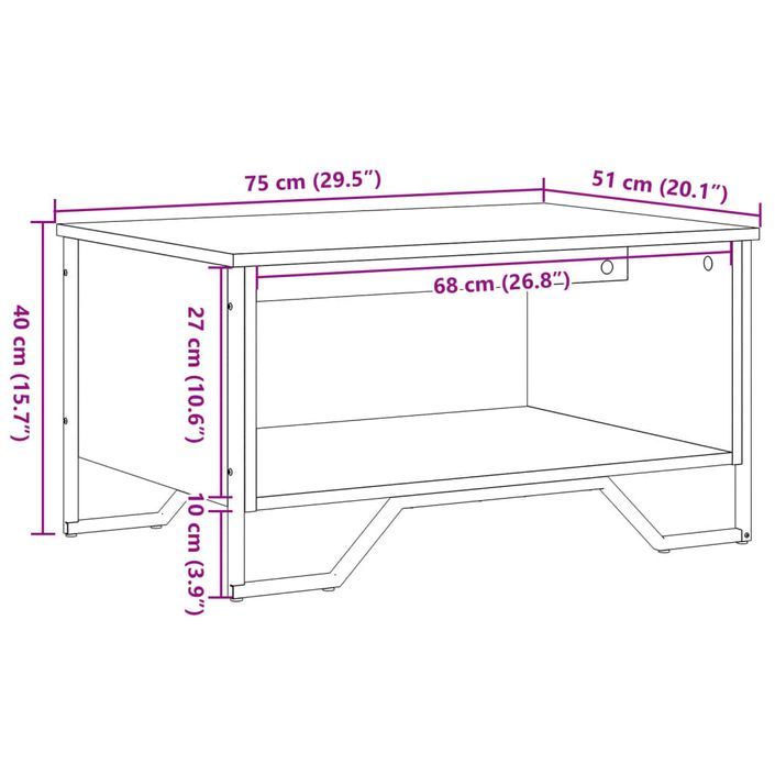 Table basse chêne sonoma 75x51x40 cm bois d'ingénierie - Photo n°10