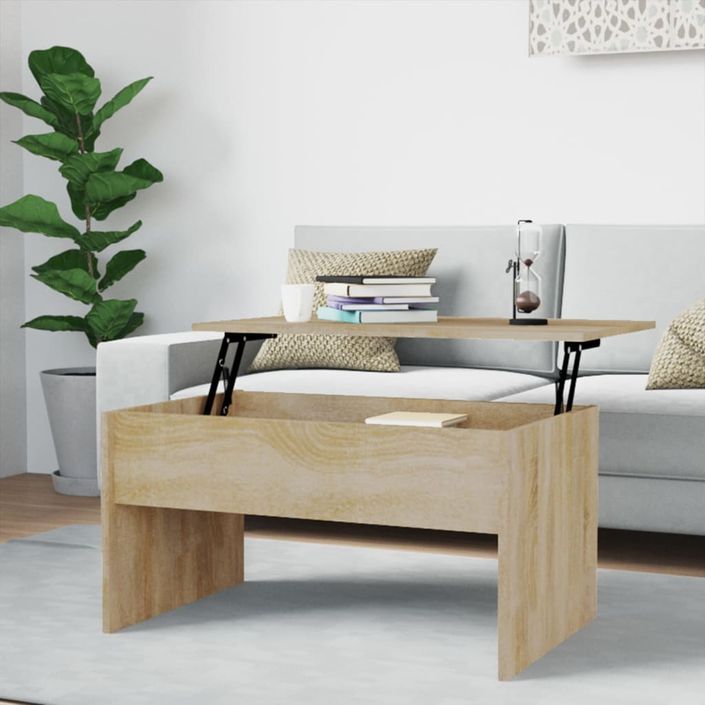 Table basse Chêne sonoma 80x50,5x41,5 cm Bois d'ingénierie - Photo n°2