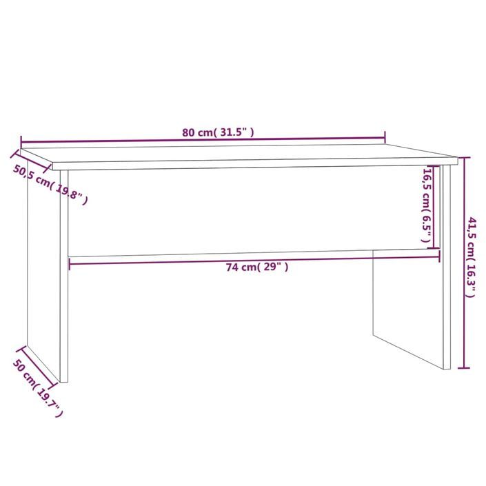 Table basse Chêne sonoma 80x50,5x41,5 cm Bois d'ingénierie - Photo n°9