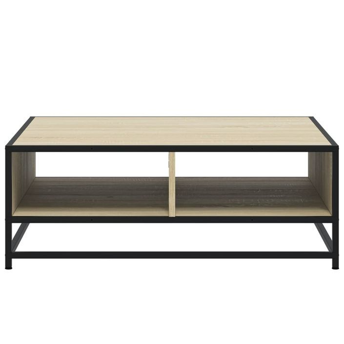 Table basse chêne sonoma 80x80x30 cm bois d'ingénierie et métal - Photo n°5