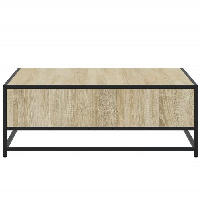 Table basse chêne sonoma 80x80x30 cm bois d'ingénierie et métal - Photo n°6