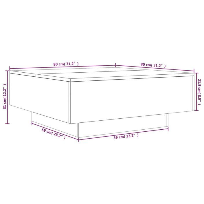 Table basse chêne sonoma 80x80x31 cm bois d'ingénierie - Photo n°10