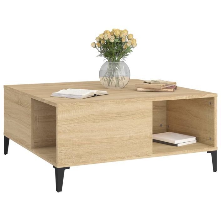 Table basse chêne sonoma 80x80x36,5 cm bois d'ingénierie - Photo n°4