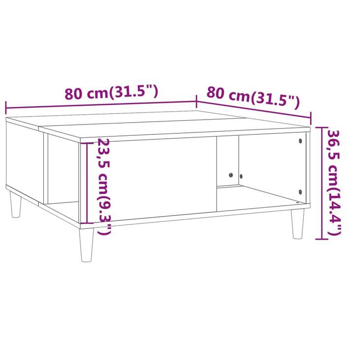 Table basse chêne sonoma 80x80x36,5 cm bois d'ingénierie - Photo n°8