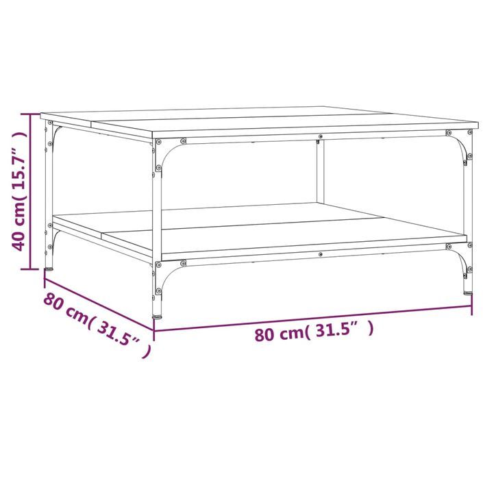 Table basse chêne sonoma 80x80x40 cm bois d'ingénierie - Photo n°9