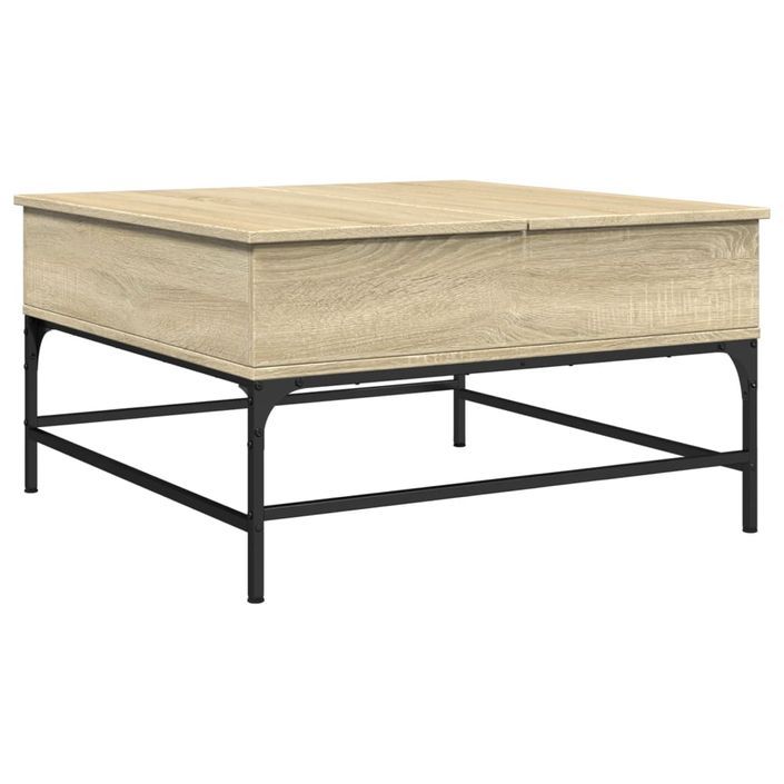 Table basse chêne sonoma 80x80x45 cm bois d'ingénierie et métal - Photo n°1