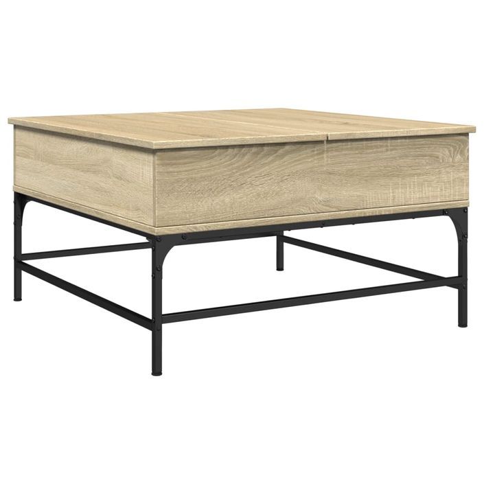 Table basse chêne sonoma 80x80x45 cm bois d'ingénierie et métal - Photo n°7